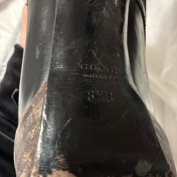 Gucci Authentic RARE Solid Black Leather Pony Hair Lace Up High Heel Pumps 8.5 - Picture 8 of 8